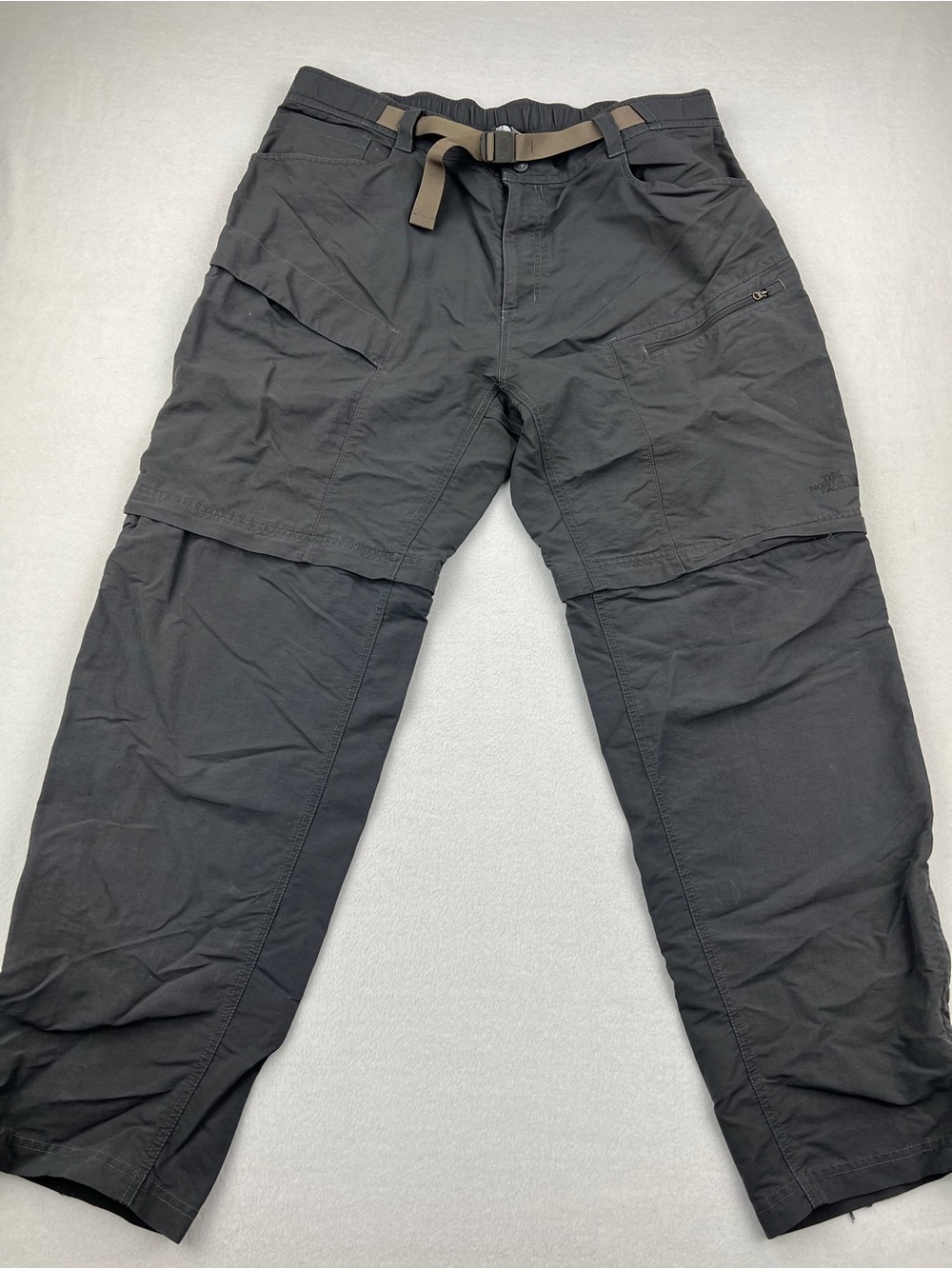 The North Face Mens Paramount Convertible Hiking Pants Asphalt Gray Belted Sz XL